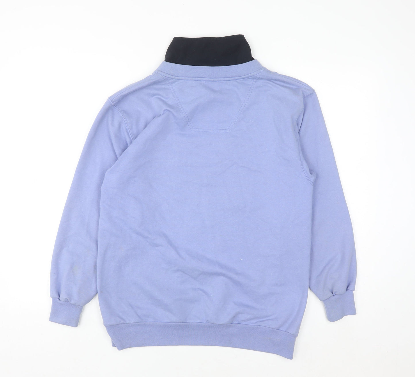 Dash Womens Blue Embroidered 1/4 Zip Sweatshirt Size 10 Cotton Blend