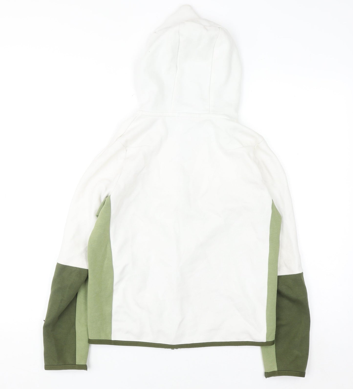 Nike Teens Green White Full Zip Hoodie L Cotton Blend