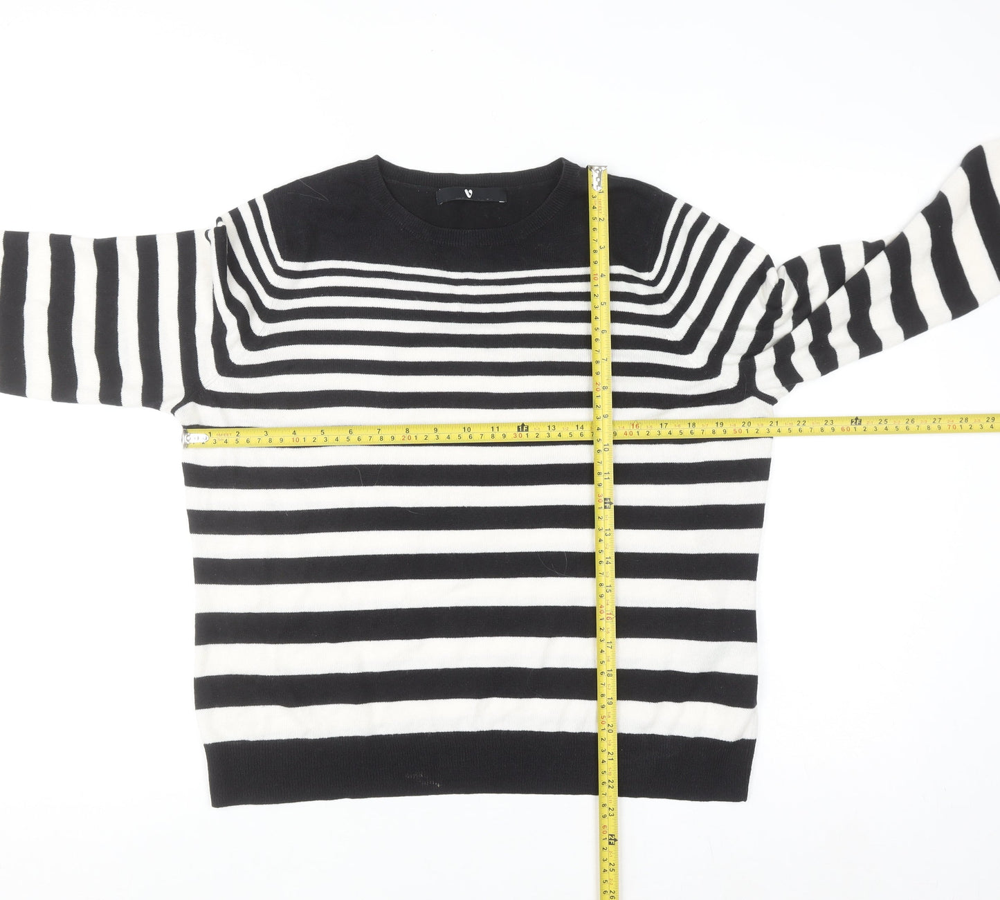 Very Women's Black & White Striped Knit Jumper Size 16