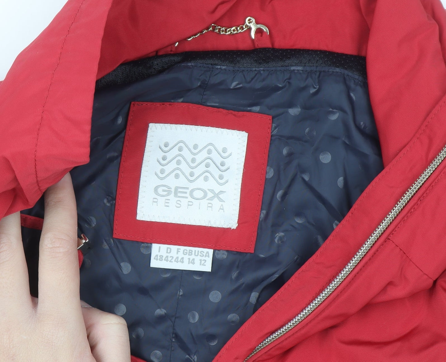 Geox Women Red Windbreaker Jacket Size 12 Lightweight Zip