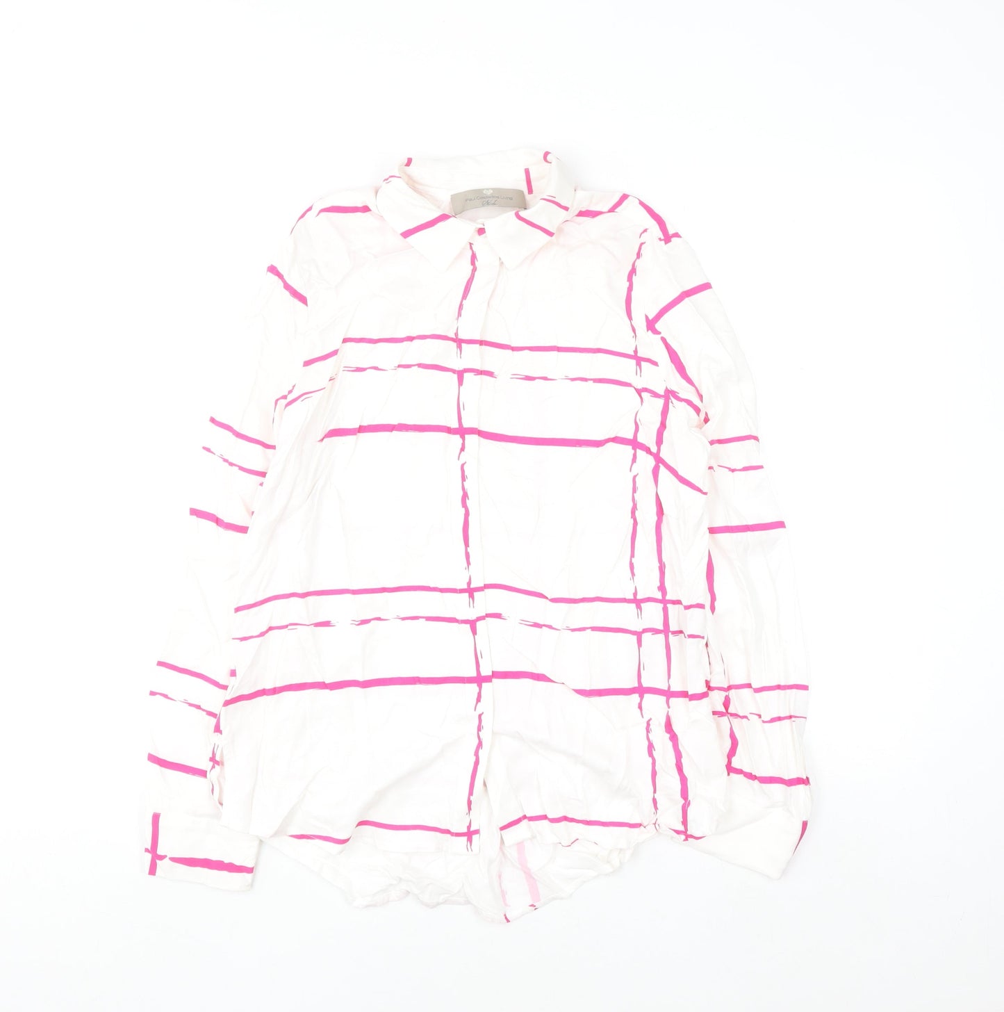 Paul Costelloe Living Studio Women's Multicoloured Checked Long Sleeve Button-Up Shirt Size 10