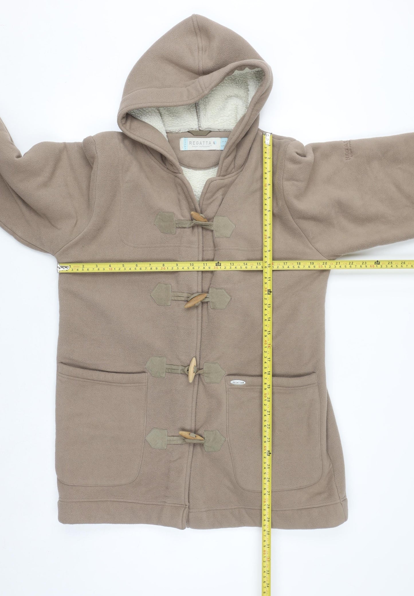 Regatta Women's Beige Fleece Toggle Hooded Mid-Length Coat UK 10
