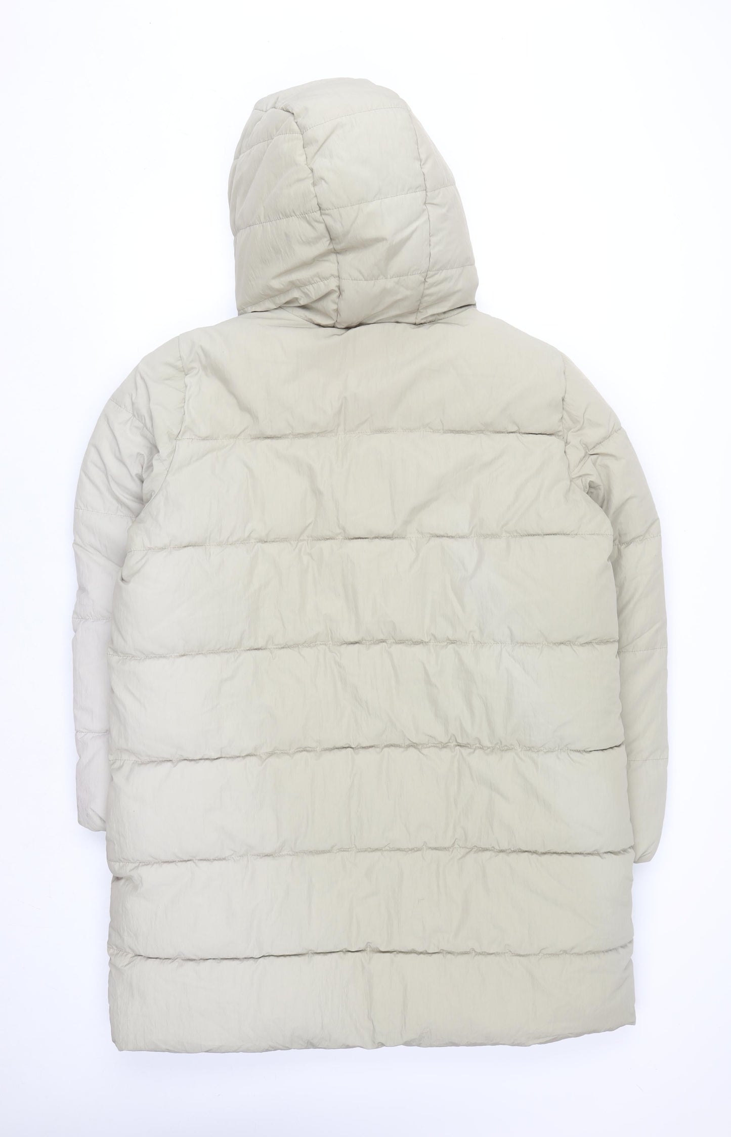 ONLY Womens Beige XL Puffer Coat Hooded Long Winter Jacket