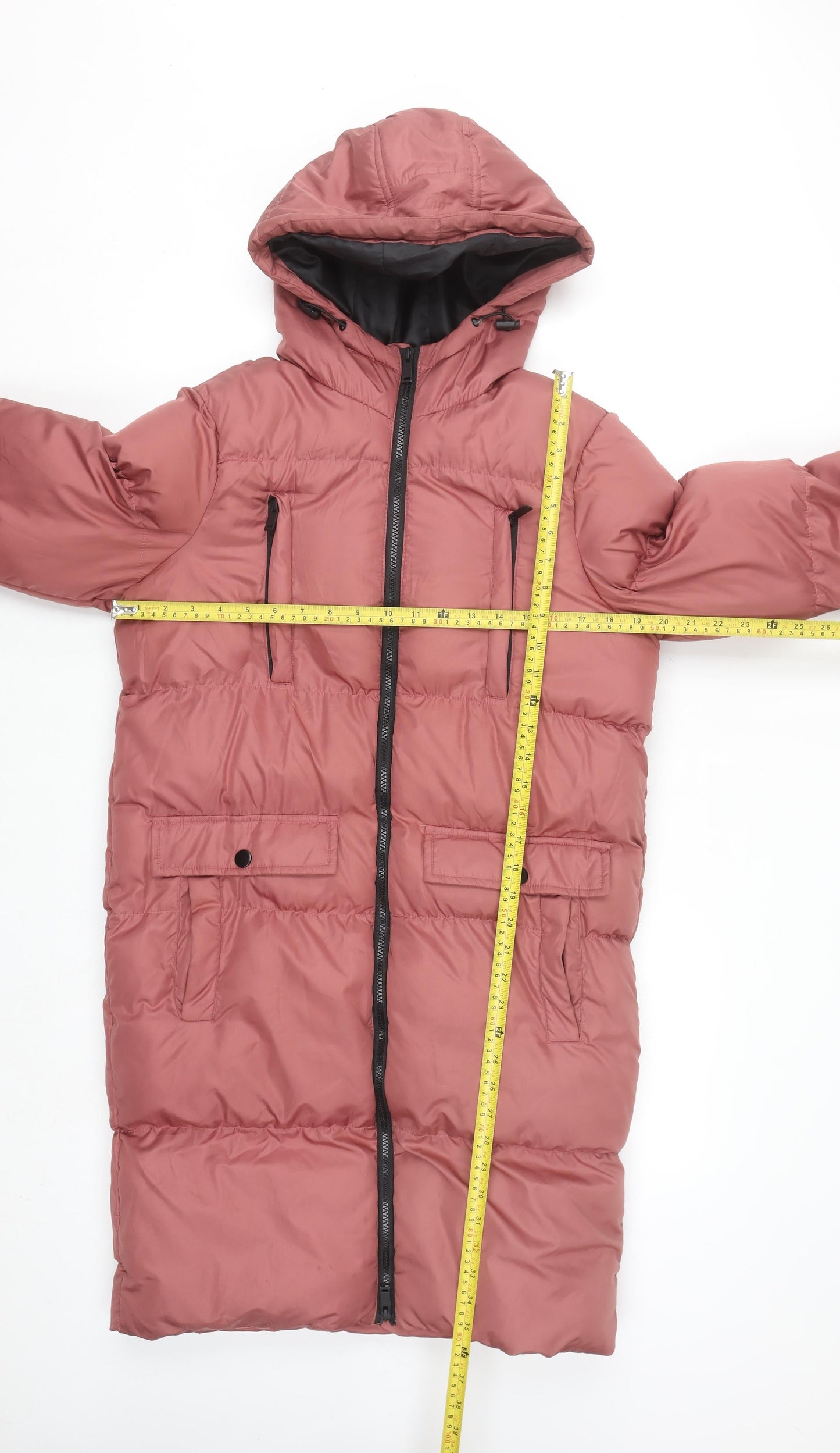 Brave Soul Women's Pink Long Puffer Coat Hooded Size 8