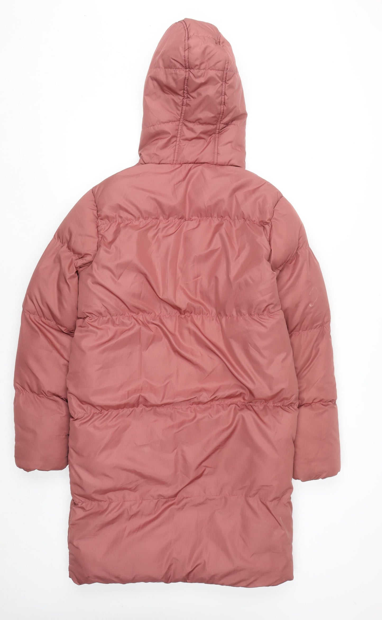 Brave Soul Women's Pink Long Puffer Coat Hooded Size 8