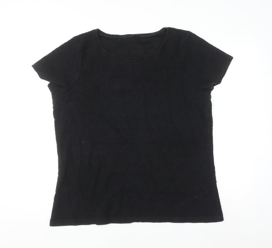 Marks and Spencer Women’s Black Cotton Blend Short Sleeve T-Shirt Size 22