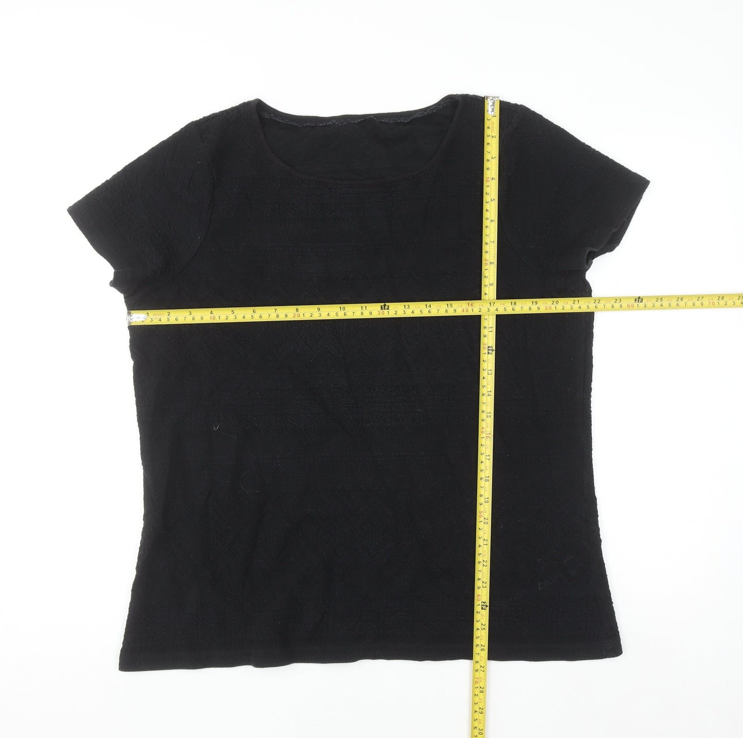 Marks and Spencer Women’s Black Cotton Blend Short Sleeve T-Shirt Size 22