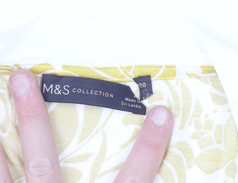 Marks and Spencer Women Yellow Floral Tunic Blouse Size 20