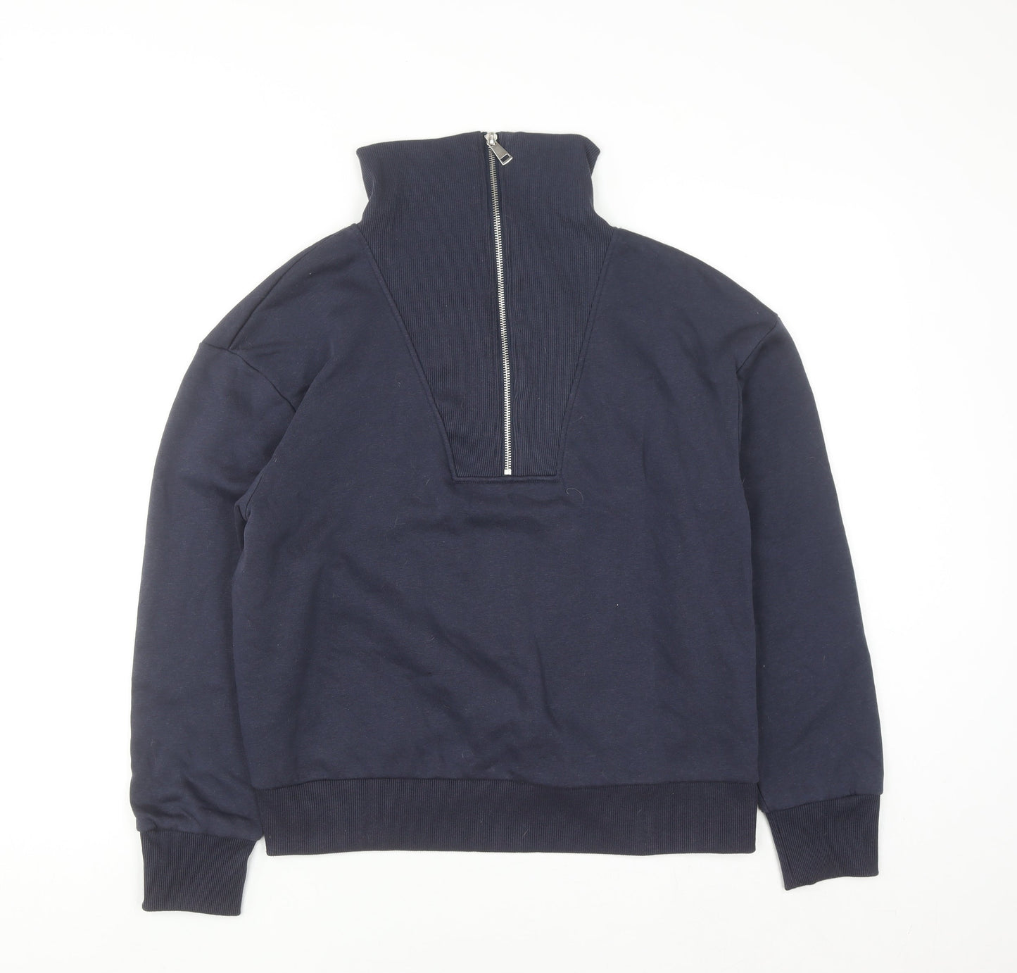 Primark Women Navy Blue 1/2 Zip High Neck Sweatshirt Size 10-12