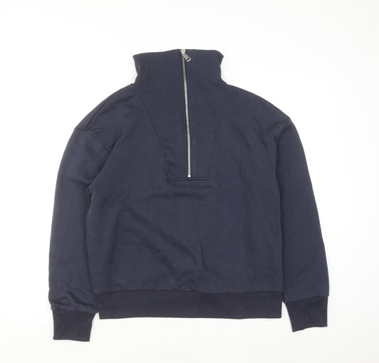Primark Women Navy Blue 1/2 Zip High Neck Sweatshirt Size 10-12