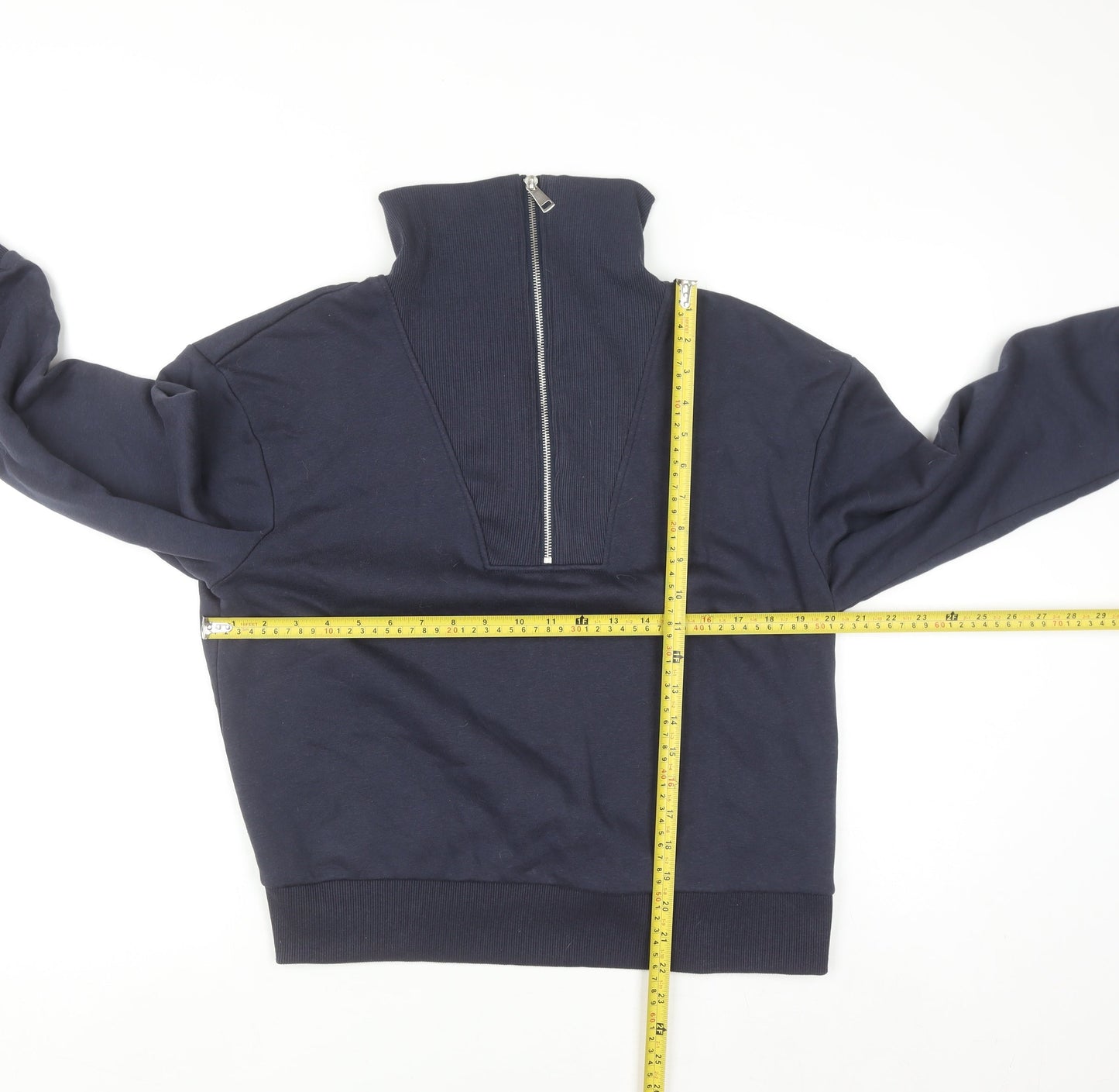 Primark Women Navy Blue 1/2 Zip High Neck Sweatshirt Size 10-12