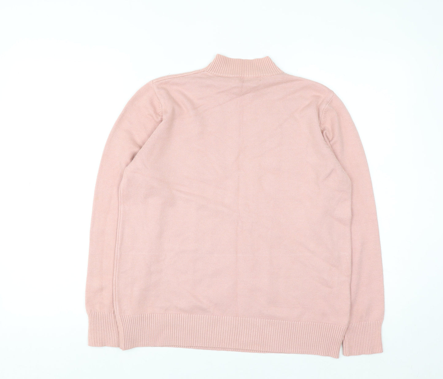 T-C Fashion Womens Pink Mock Neck Cable Knit Jumper XL