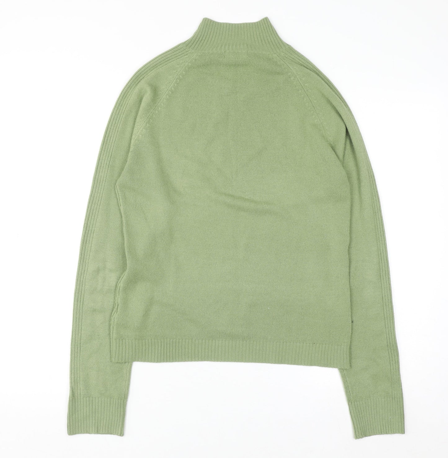 Chickadee Women’s Green Mock Neck Button Trim Knit Jumper Size S