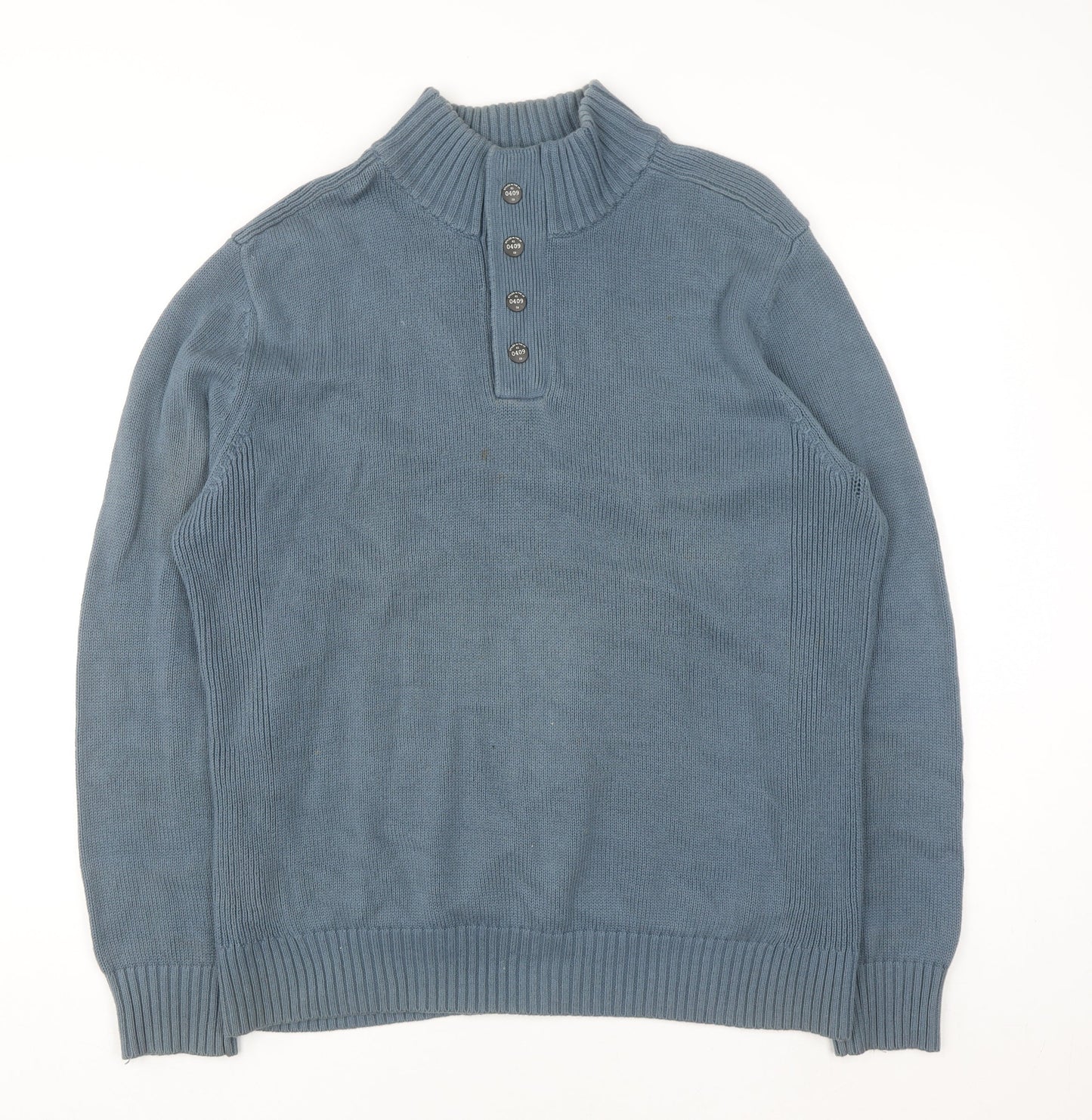 Next Men's Blue Cotton Henley Jumper Size L