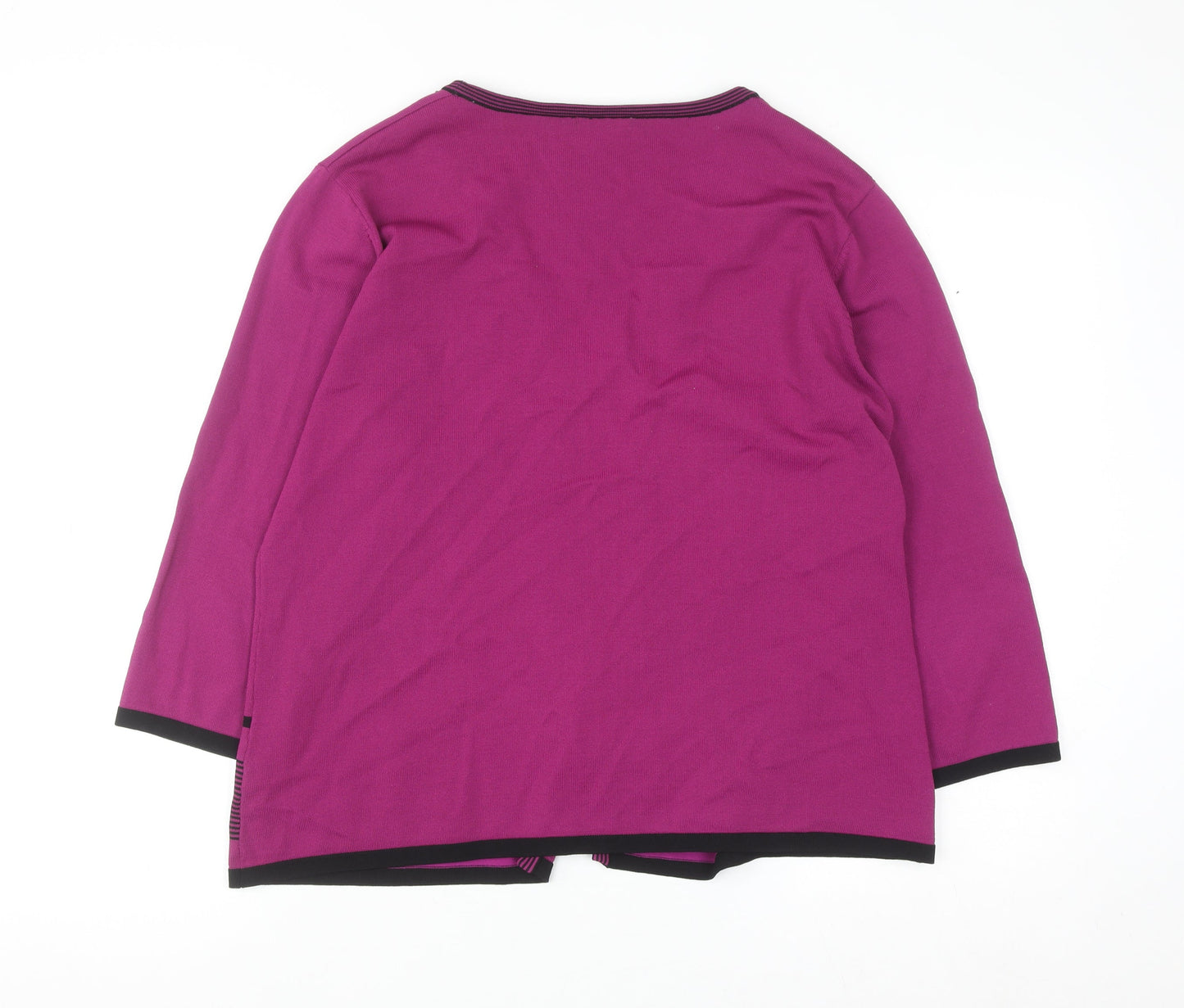 Roman Women's Purple Beaded 3/4 Sleeve V-Neck Cardigan Size 18