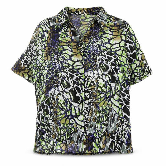 Classic by Michèle Boyard Women's Multicoloured Animal Print Chiffon Blouse Size 20