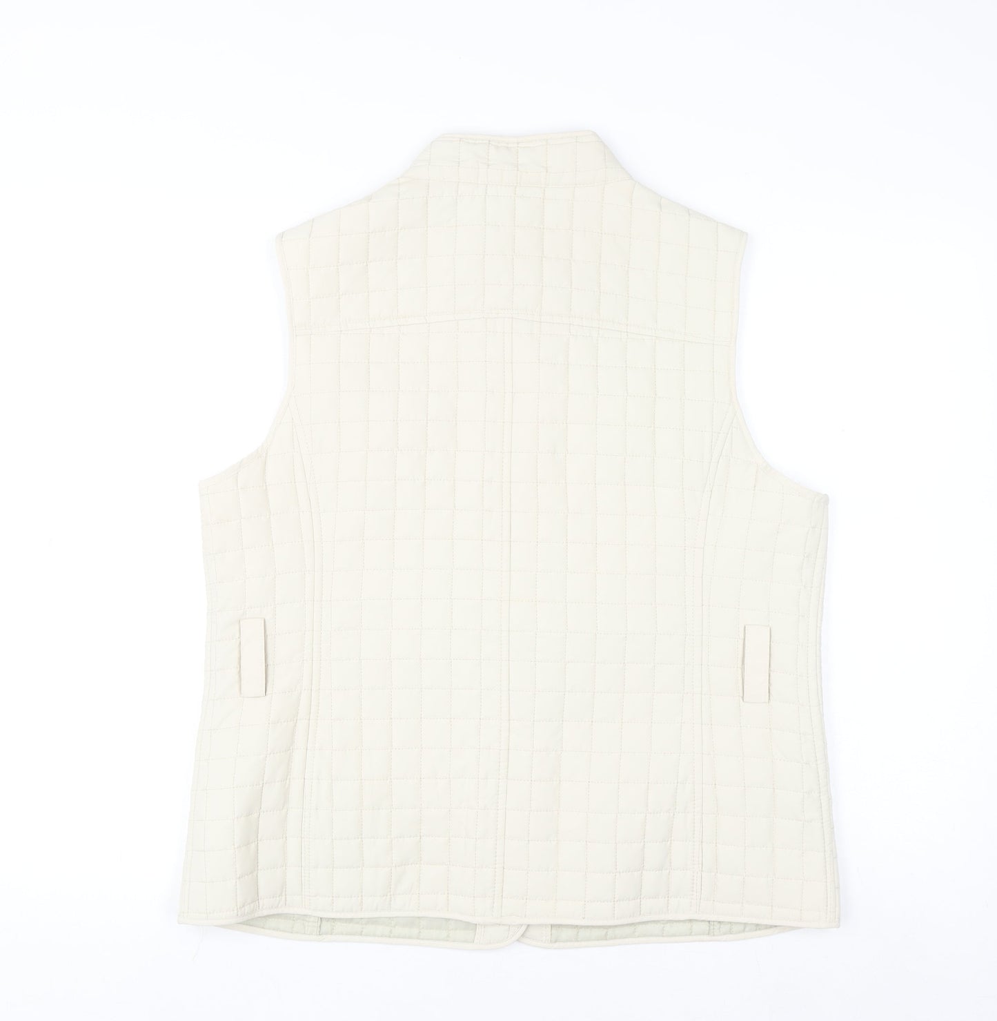 Liz&Co Women Beige Quilted Button Waistcoat L Polyester
