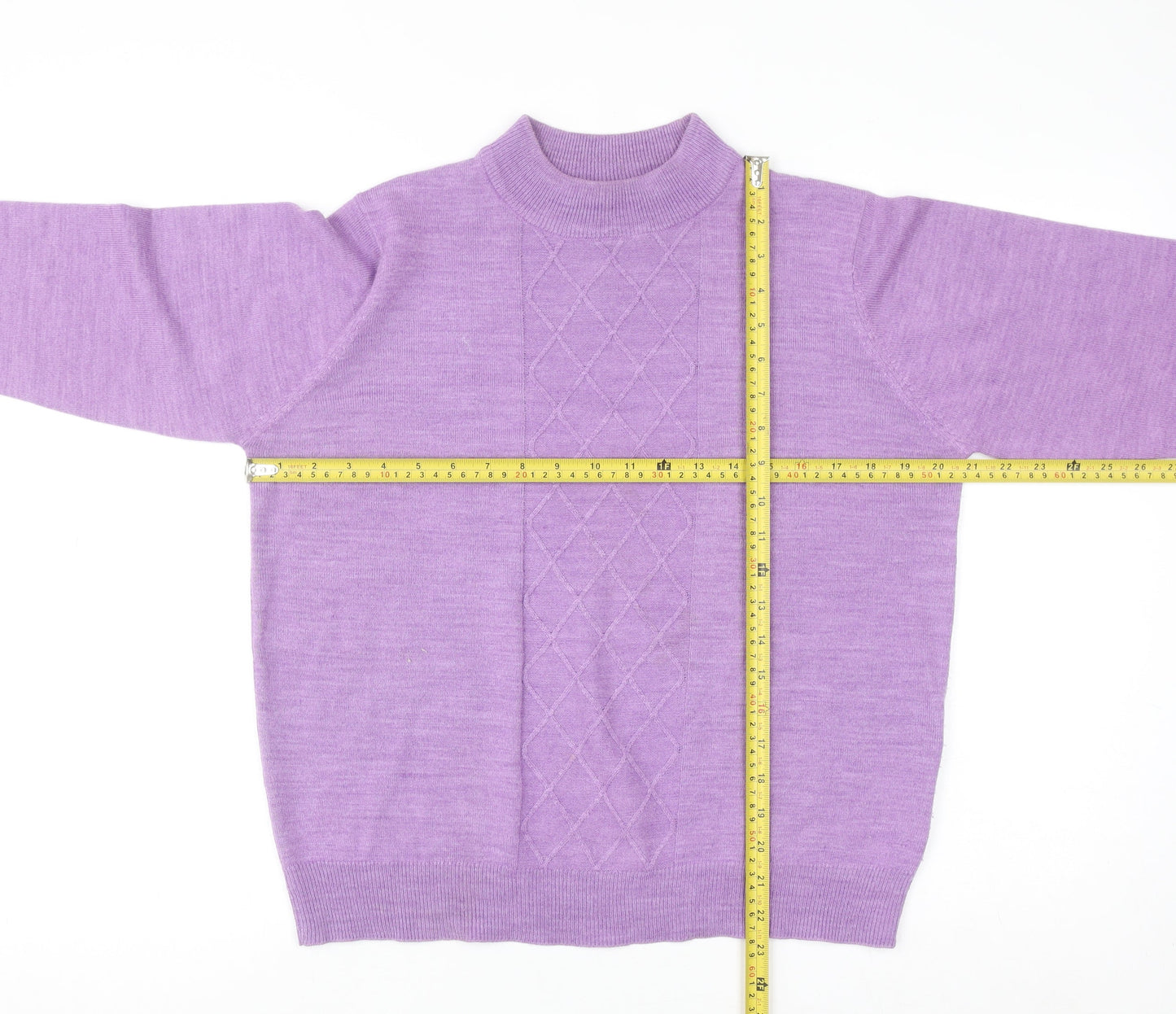 Honor Millburn Women's Purple Mock Neck Argyle Knit Jumper Size M 14-16