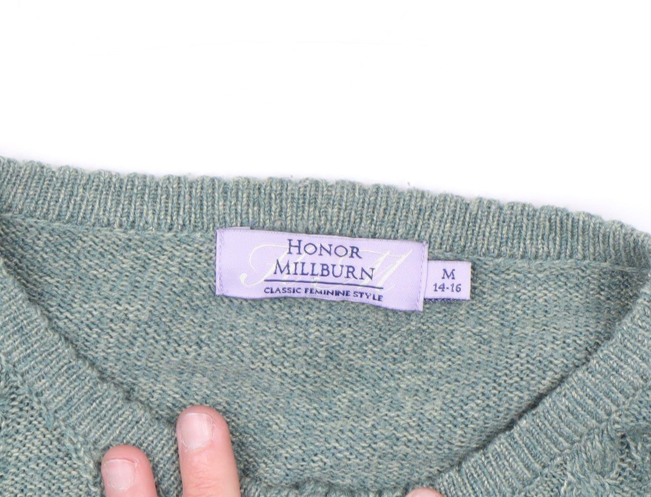 Honor Millburn Women's Green Cable-Knit Acrylic Cardigan Size 14-16