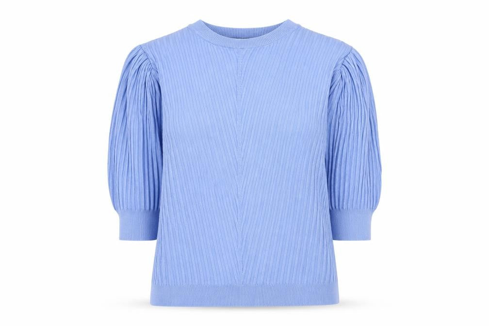 Marks & Spencer Women Blue Size 14 Puff Sleeve Knit Jumper