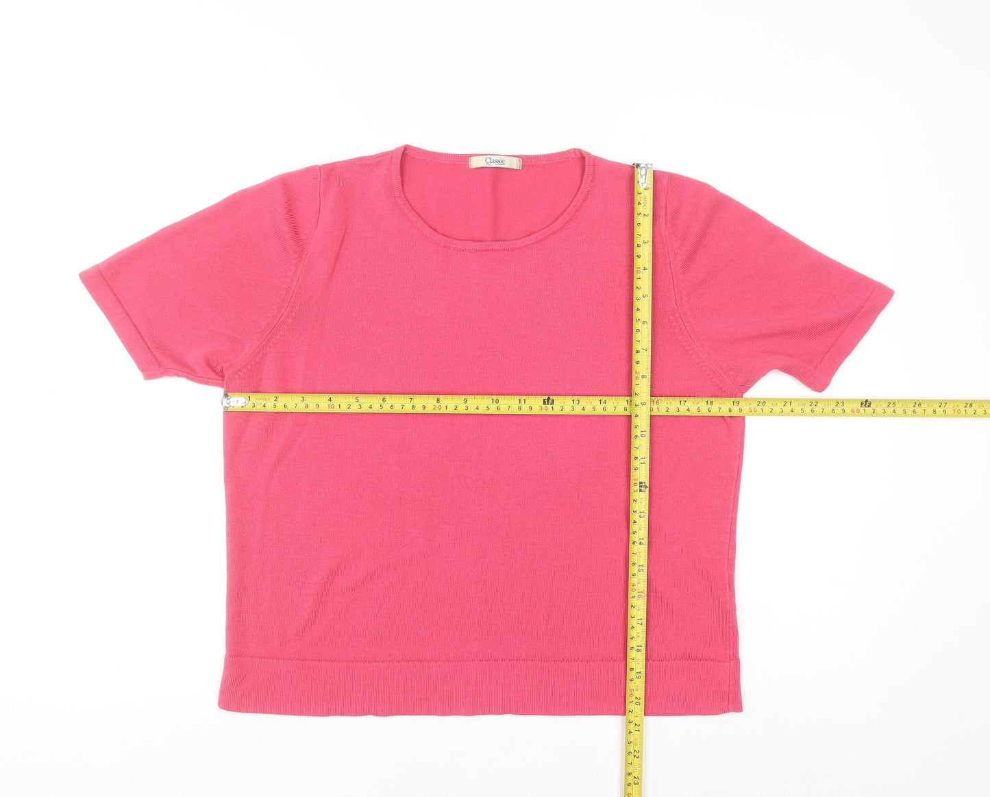 Marks and Spencer Womens Pink Short Sleeve Acrylic Pullover Jumper Size 14