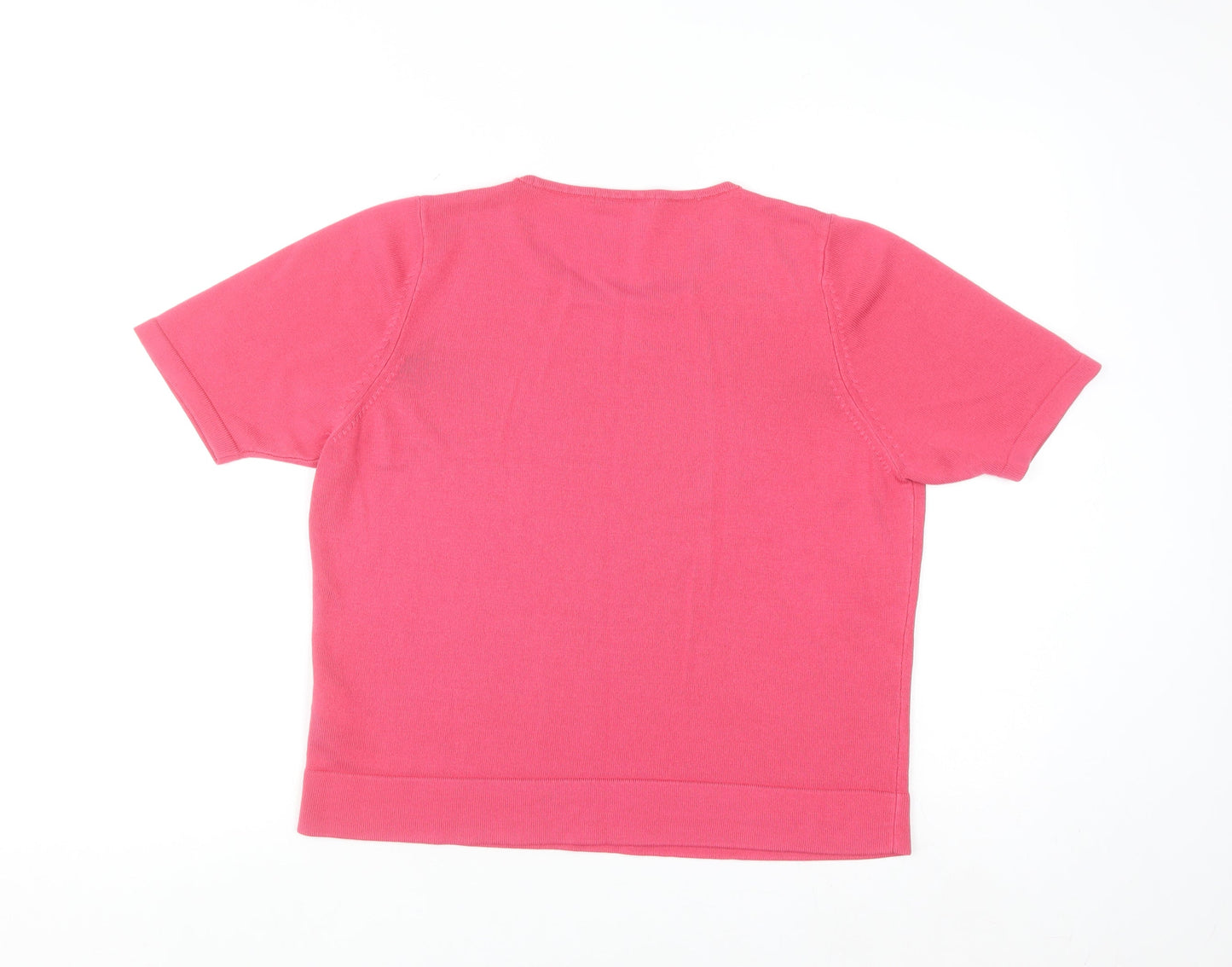 Marks and Spencer Womens Pink Short Sleeve Acrylic Pullover Jumper Size 14