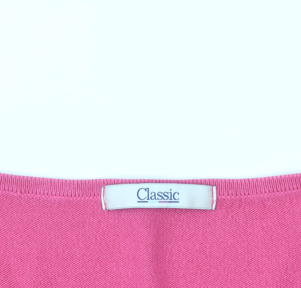 Marks and Spencer Womens Pink Short Sleeve Acrylic Pullover Jumper Size 14