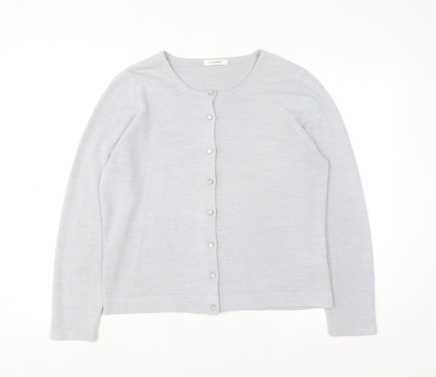 Marks and Spencer Women Silver Grey Size 16 Classic Button Cardigan