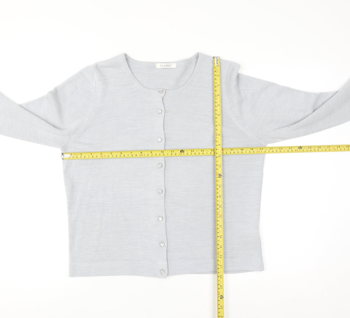 Marks and Spencer Women Silver Grey Size 16 Classic Button Cardigan