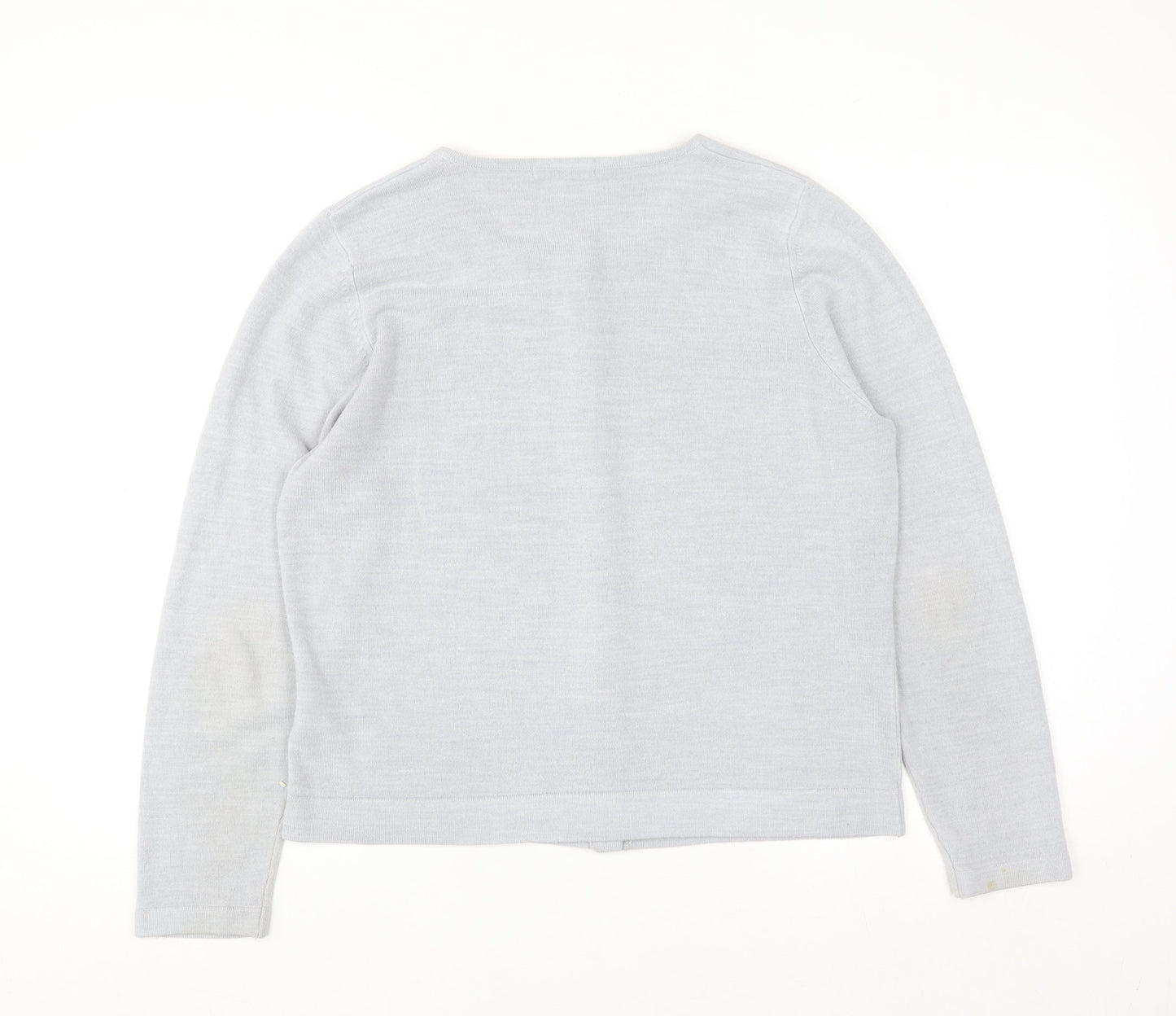 Marks and Spencer Women Silver Grey Size 16 Classic Button Cardigan