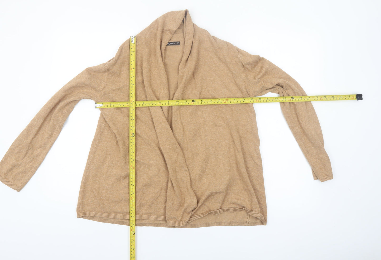 Dunnes Women’s Beige Knit Cardigan M Viscose Blend Long Sleeve