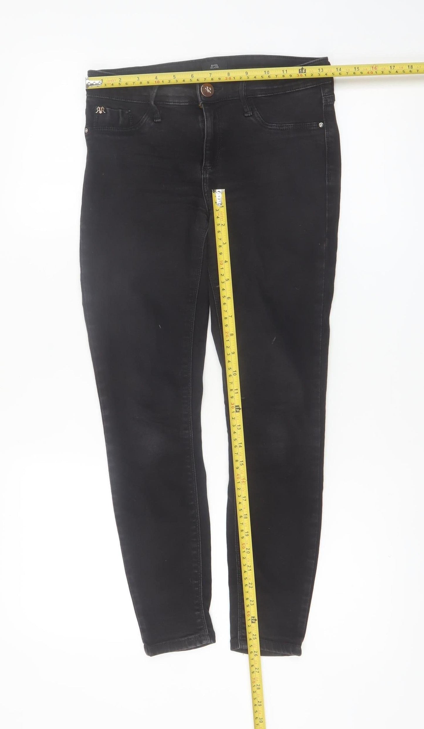 River Island Womens Black Skinny Jeans Size 10 Slim Fit Denim
