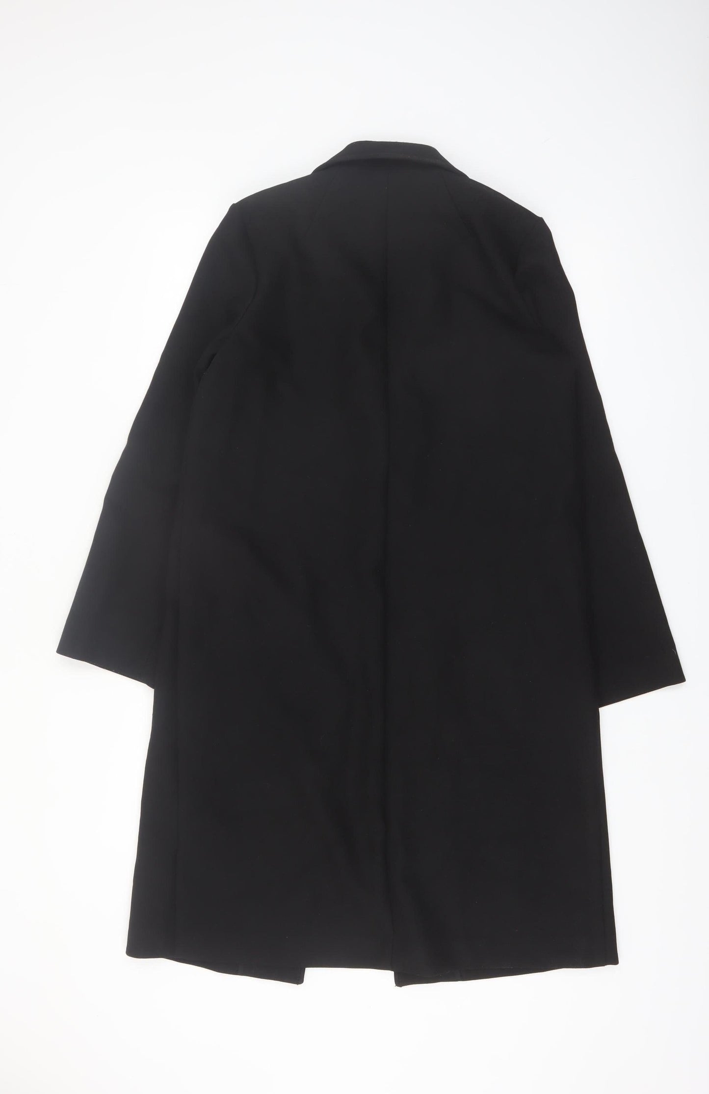 H&M Women's Black Long Overcoat Size 6 Classic Lined Workwear