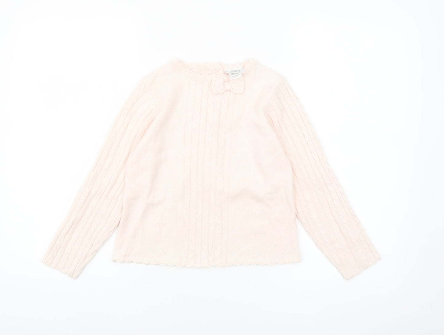 Laru Girls Pink Acrylic Bow Jumper 8 Years Long Sleeve Knitwear