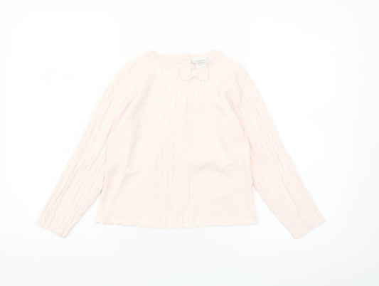 Laru Girls Pink Acrylic Bow Jumper 8 Years Long Sleeve Knitwear