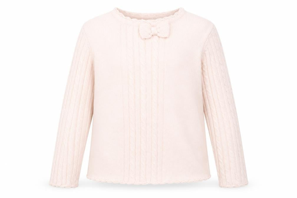 Laru Girls Pink Acrylic Bow Jumper 8 Years Long Sleeve Knitwear