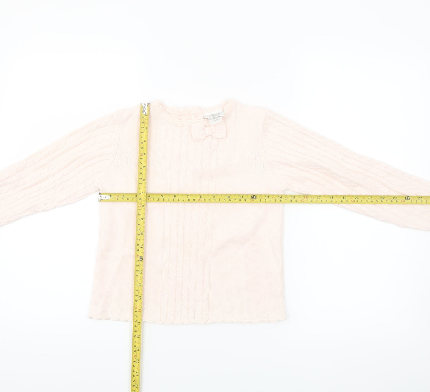 Laru Girls Pink Acrylic Bow Jumper 8 Years Long Sleeve Knitwear
