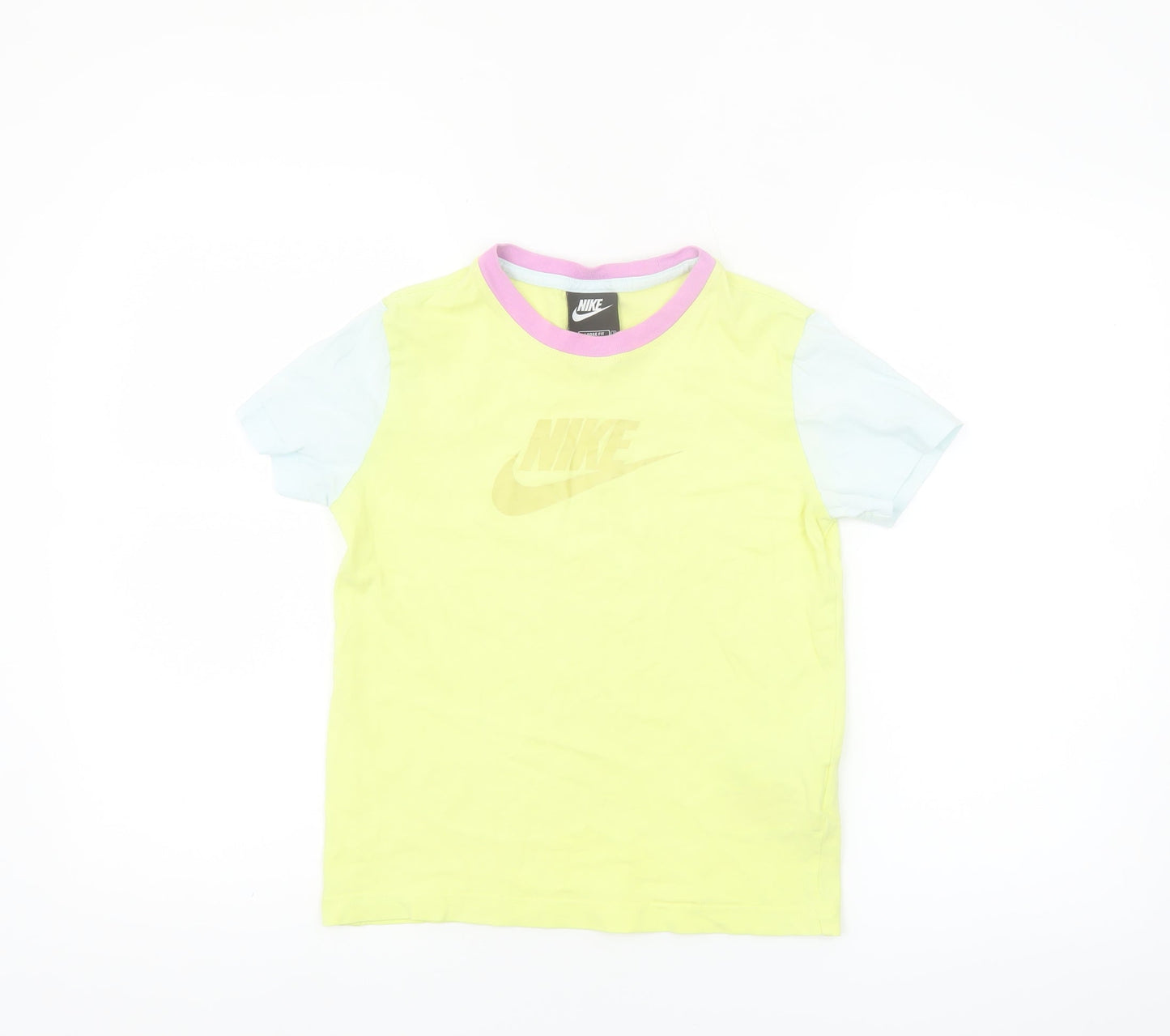 Nike Girls Multicoloured Loose Fit T-Shirt Size S (128-137cm) 100% Cotton
