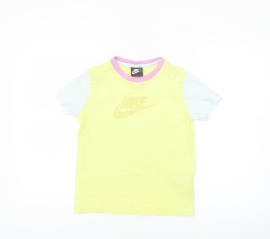 Nike Girls Multicoloured Loose Fit T-Shirt Size S (128-137cm) 100% Cotton