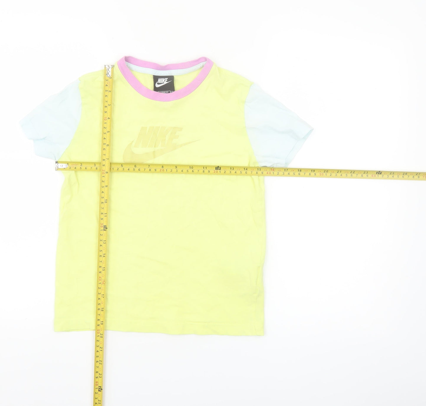 Nike Girls Multicoloured Loose Fit T-Shirt Size S (128-137cm) 100% Cotton