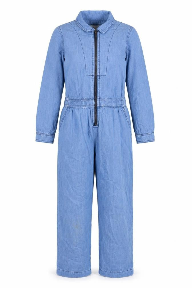 Reiss Girls Blue Denim Long Sleeve Zip-Up Jumpsuit 7-8 Years