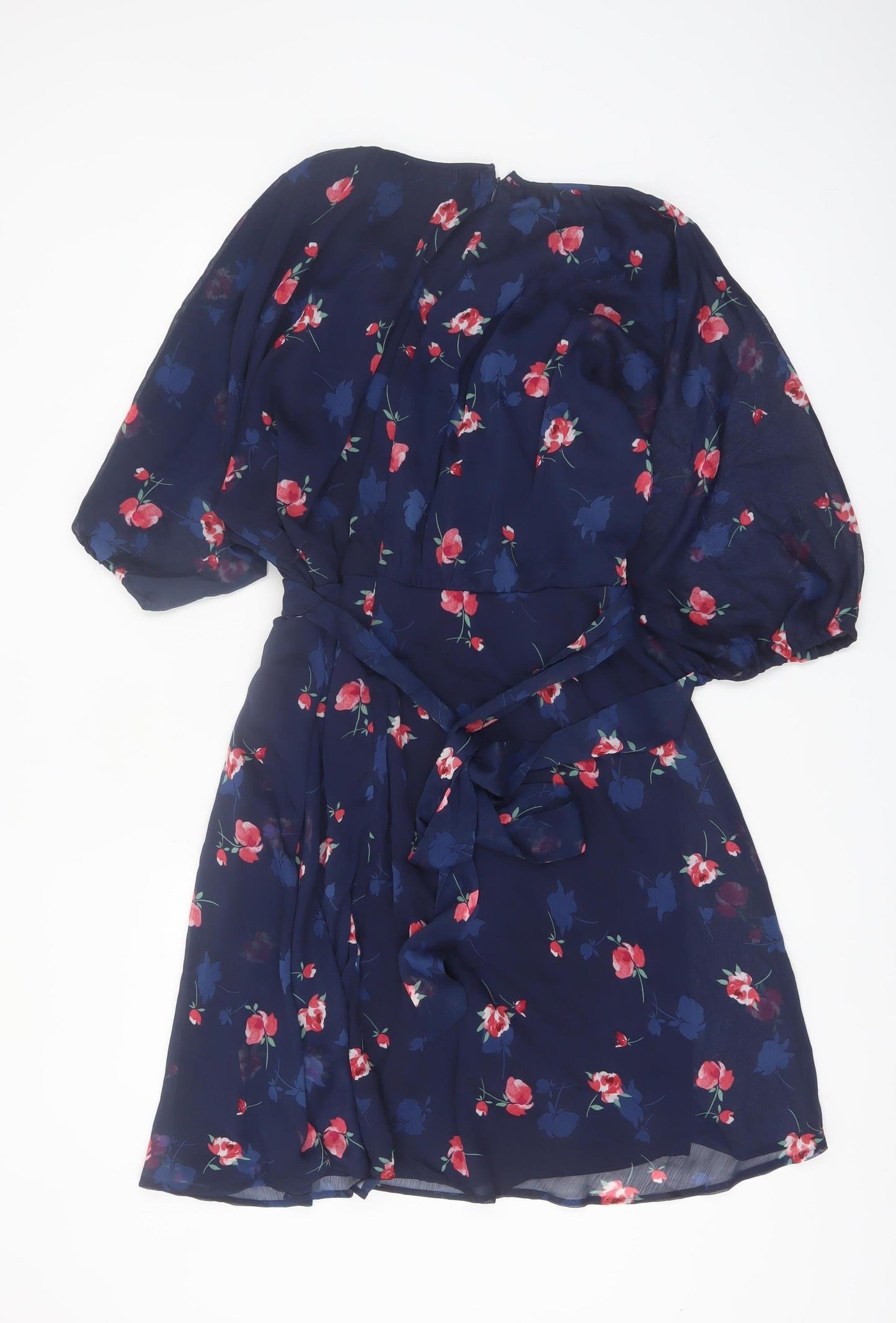 DKNY Women's Blue Floral Fit & Flare Knee Length Dress Size 22