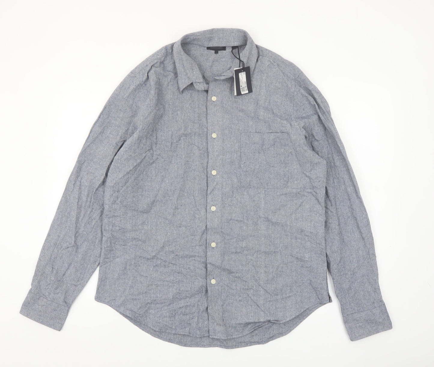 Cult Studios Men's Blue Cotton Blend Long Sleeve Button-Up Shirt XL