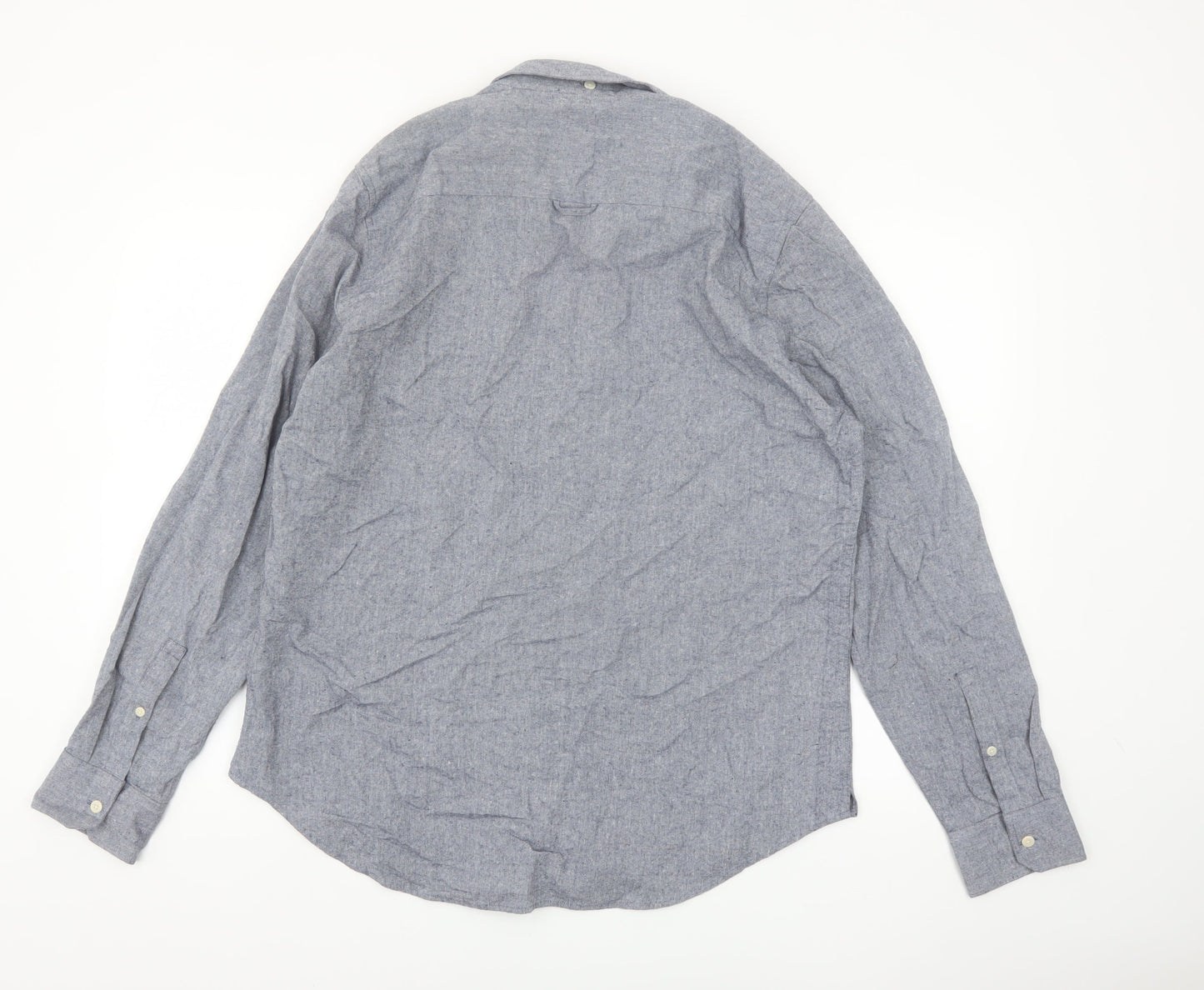 Cult Studios Men's Blue Cotton Blend Long Sleeve Button-Up Shirt XL