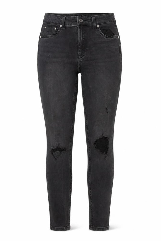 Denim Co. Womens Black Skinny Distressed Stretch Jeans Size 10