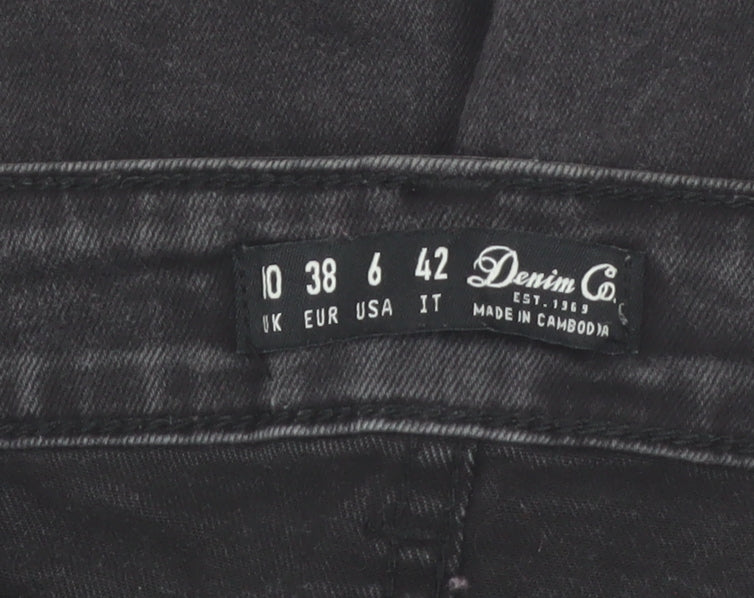 Denim Co. Womens Black Skinny Distressed Stretch Jeans Size 10