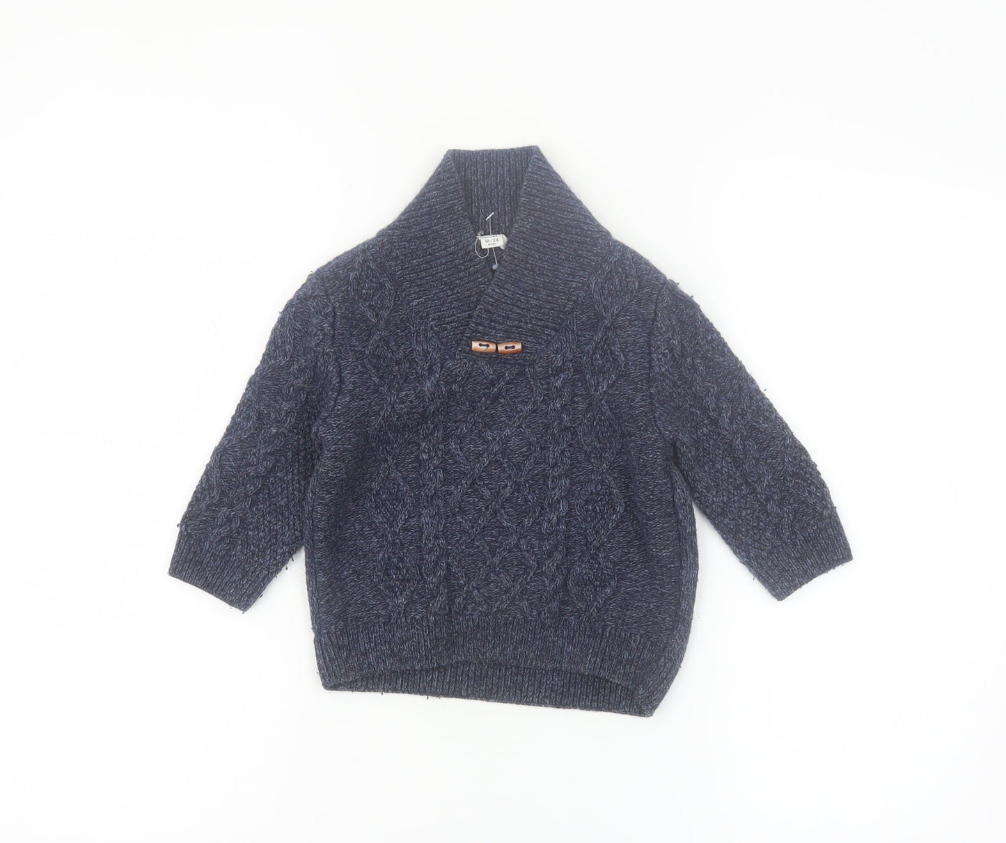 River Island Mini Blue Knit Shawl Collar Cardigan 18-24 Months