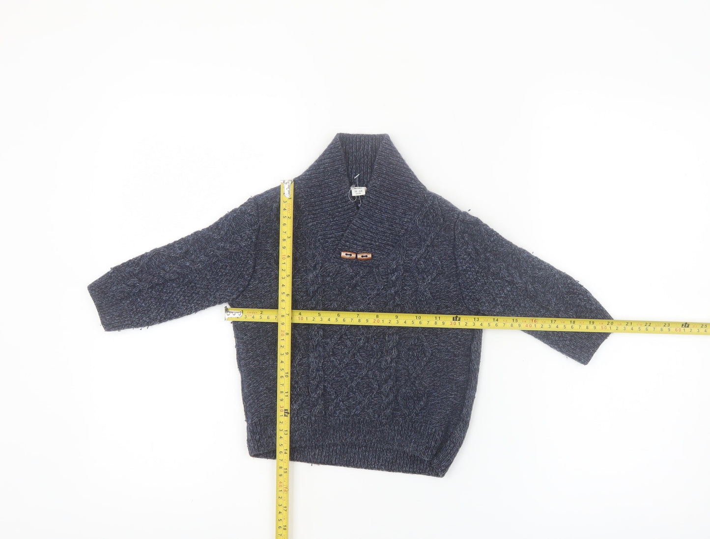 River Island Mini Blue Knit Shawl Collar Cardigan 18-24 Months
