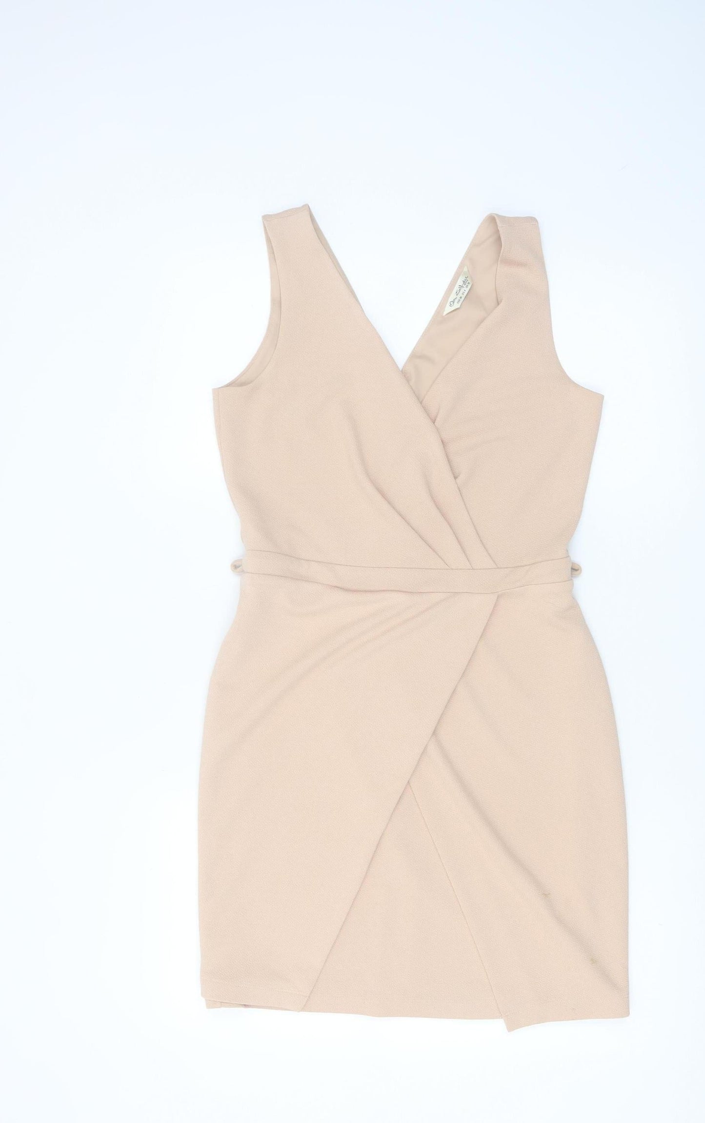 Miss Selfridge Women's Beige Size 10 Sleeveless Wrap Dress