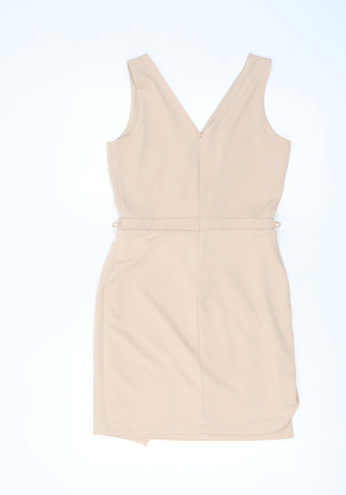 Miss Selfridge Women's Beige Size 10 Sleeveless Wrap Dress